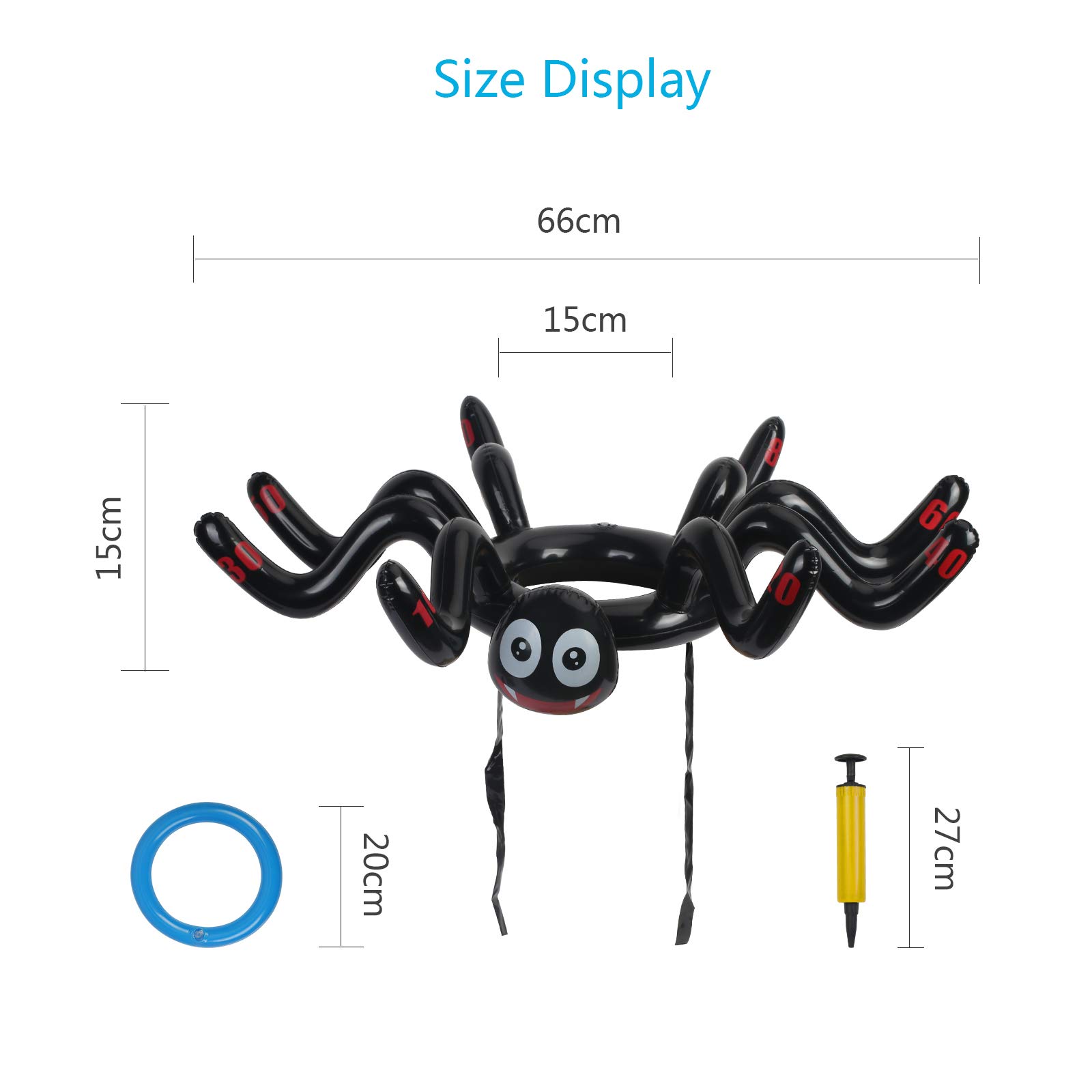 KATOOM 2Set Ringwurfspiel Halloween Spinne Aufblasbare Wurfspiel Eltern Kinder Outdoor Indoor Spiele Halloweenspielzeug mit 12 Ringe und 1 Luftpumpe für Halloweensparty Geburtstag