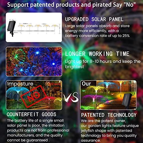 Upgraded Solar Garden Lights Outdoor 5 Pack, 7 Color Changing Solar Flowers Garden Lights, Waterproof Outdoor Decorative Solar Jellyfish Light for Yard Patio Garden Pathway Holiday Decorations