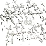 TOAOB Mixed Silver Metal Crosses Charms and Pendants for Jewelry Making and Crafting Pack of 30pcs