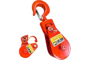 SENKEYFE 2 Ton Snatch Block with Hook, for 3/8 Inch Wire Ropes, 4400lbs Snatch Block Pulley for Tow Truck Rollback Wrecker Ca