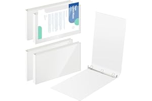 Humyoun 4 Pcs 11 x 17 Inch View Binders with Cover Pocket 1.5 Inch 3 Rings Heavy Duty View D Ring Binders Economy Holds 11" x 17" Paper for Artwork Blueprints, Office, Home, Work Places (White)