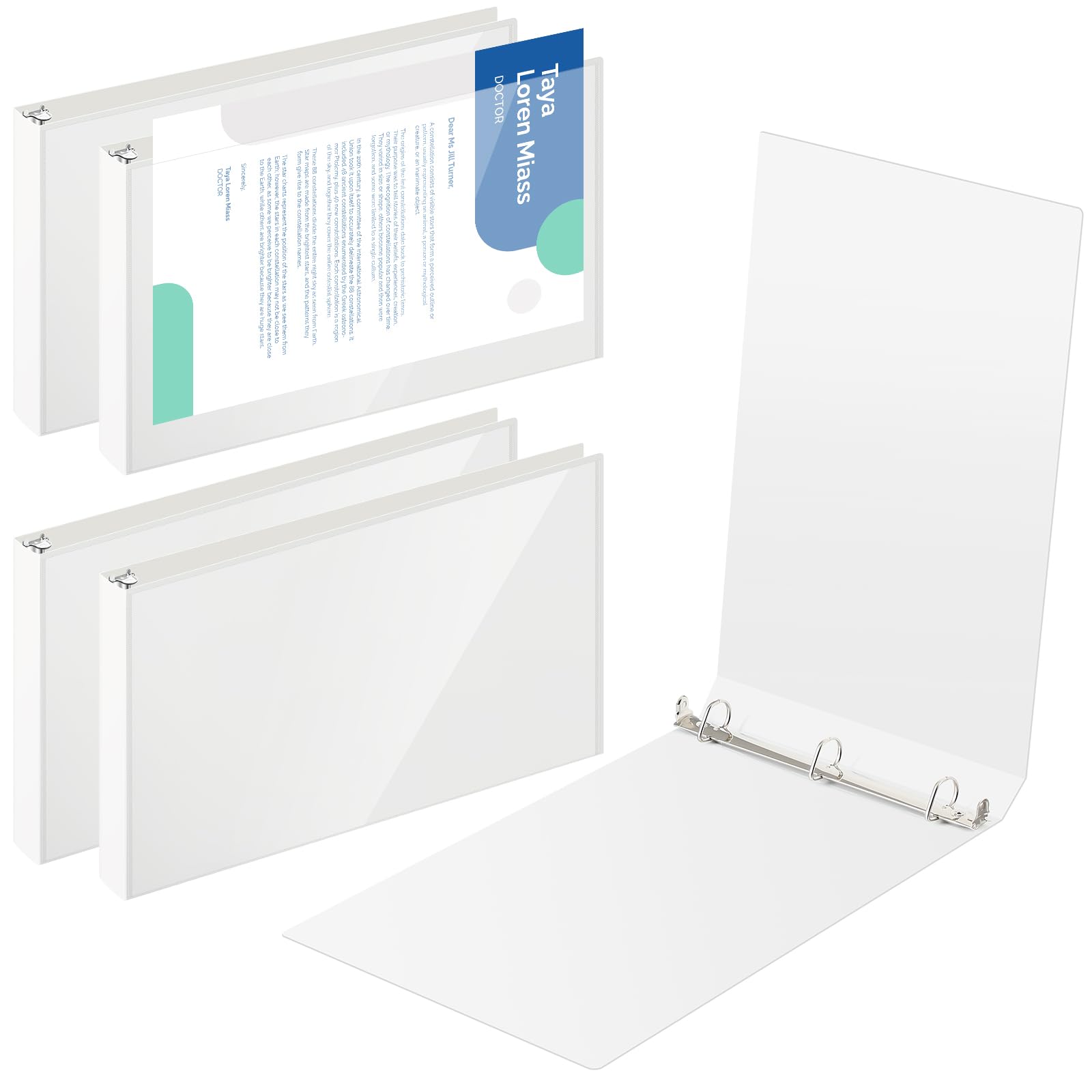 Photo 1 of Humyoun 4 Pcs 11 x 17 Inch View Binders with Cover Pocket 2 Inch 3 Rings Heavy Duty View D Ring Binders Economy Holds 11" x 17" Paper for Artwork Blueprints, Office, Home, Work Places (White)