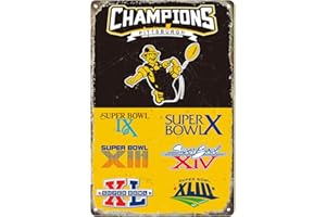 LUWESEN Vintage Pittsburgh Football Tin Sign Man Cave Garage Bedroom Office Decor Room Decor Metal Signs Outdoor Wall Plaques 8"x12" Inch (Champions)