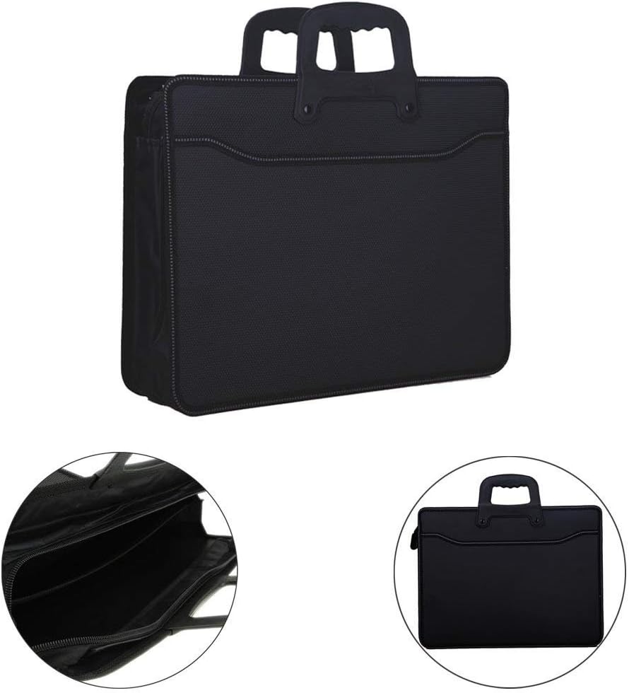A4 Business Travel Portfolios Bag Briefcase Computer Bag File Document Storage Organizer Zippered Handbag Tote Holder with Top Handle for Tablets Bills Notebook Receipts Office Trip Meeting Men Women