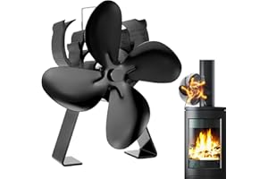Xiongxiong Wood Stove Fan 4 Blade Fireplace Fan for Wood Burning Stove,Heat Powered Stove Fan Komin Log Wood Stove Accessories,Silent Operation Circulating Warm Air(Non Electric)