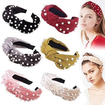 Amazon Com Headbands Women Hair Head Bands 6 Pcs Pearl Knotted