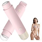 2 in 1 Bikini Trimmer for Women, Painless Waterproof Electric Razors for Women, Dual Head Travel Electric Shaver for Facial Legs Armpits Body Hair Remover, Rechargeable Pubic Hair Trimmer, Pink