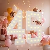 4FT Light Up Numbers, Marquee Numbers 4 Feet Tall Giant Number 45 Mosaic Big Number Sign for 45th Birthday Party Backdrop Anniversary Decorations, Pre-Cut Large Frame 45