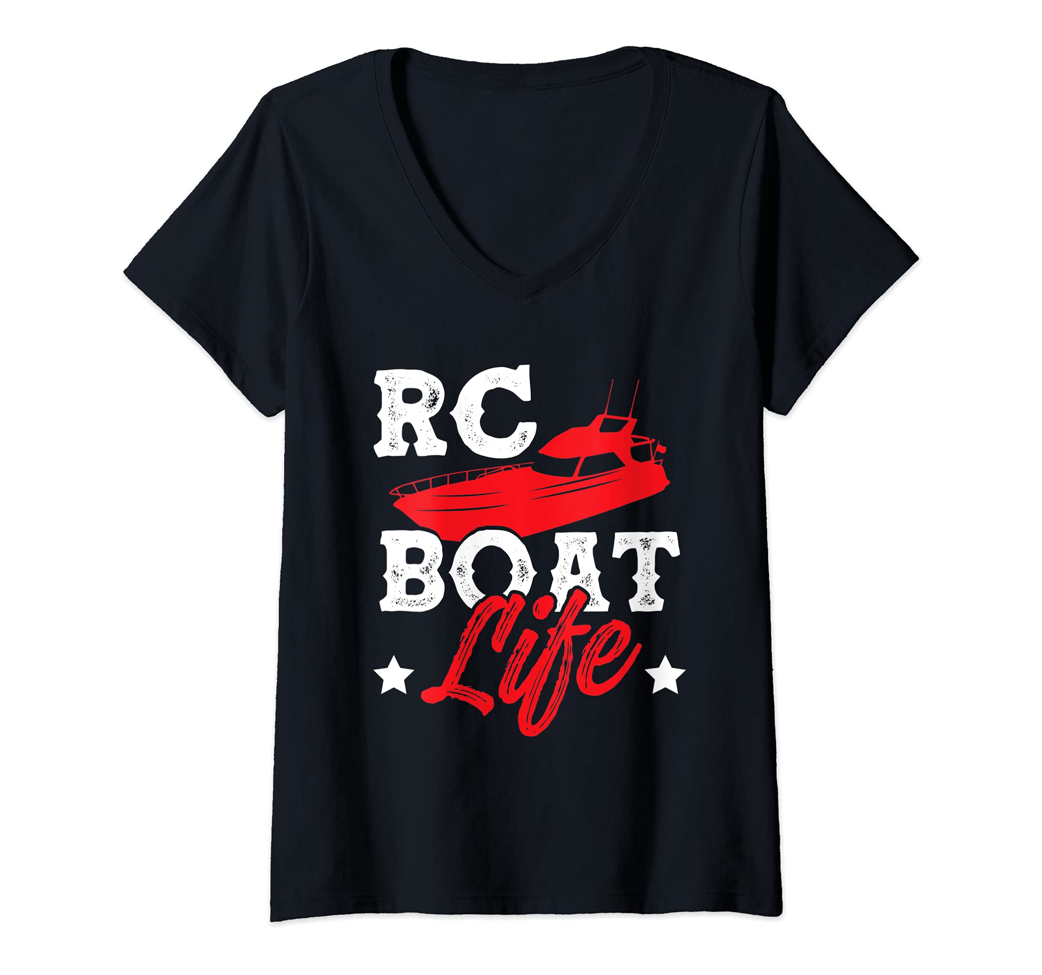 Womens RC Boat Life Remote Control Boat Racing Collector Funny V-Neck T-Shirt