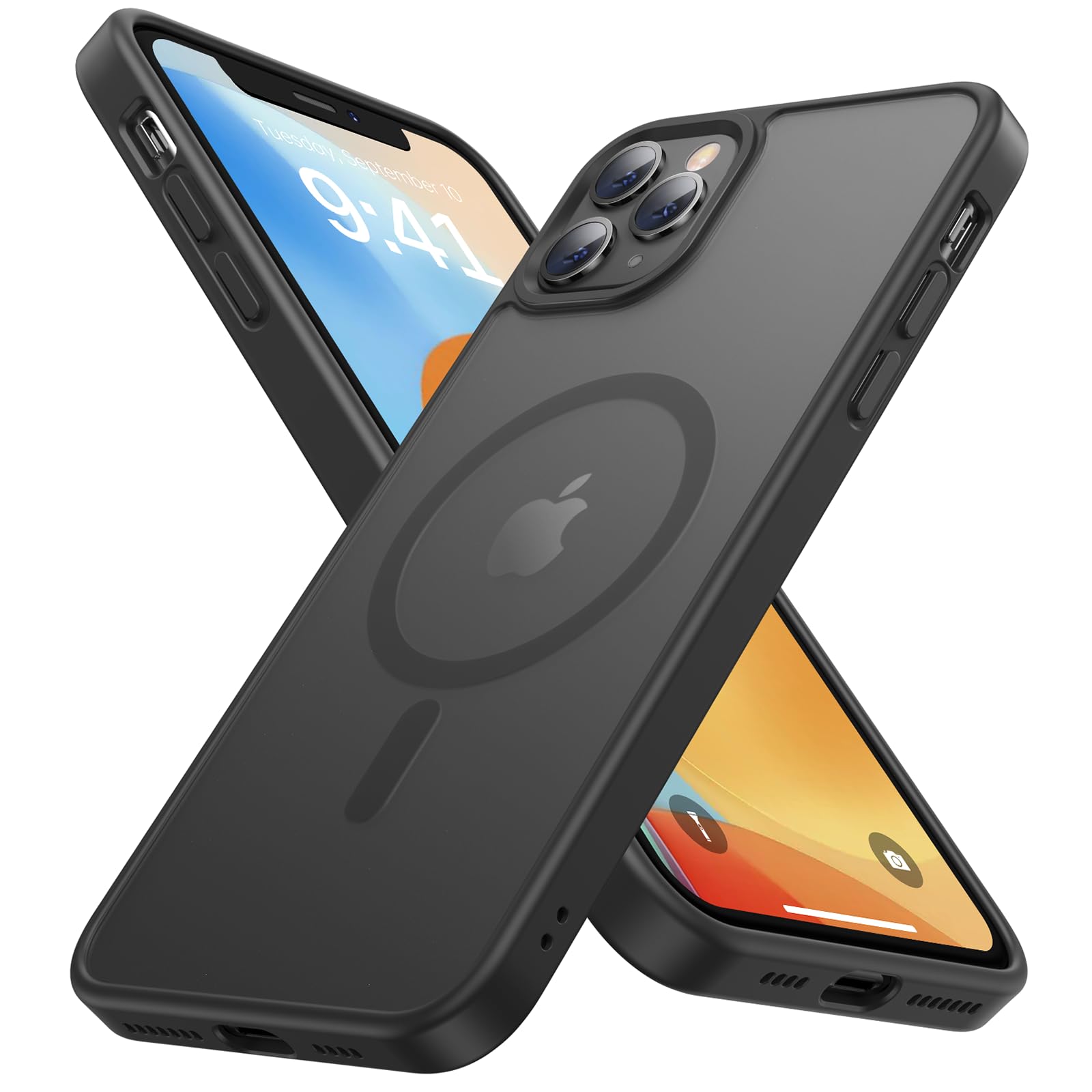 KCQNine Magnetic for iPhone 11 Pro Max Case, [Compatible with MagSafe][Military-Grade Drop Protection][Anti-Yellowing] Shockproof Translucent Matte Cover for iPhone 11 Pro Max Phone Case,Black