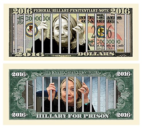 5 Limited Edition Hillary For Prison 2016 Dollar Bills with Bonus â€œThanks a Millionâ€ Gift Card Set