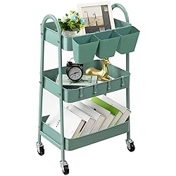 danpinera 3-Tier Rolling Cart, Metal Rolling