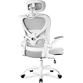 Freepub Ergonomic Office Chair with Headrest 3D, Mesh Office Desk Chair with Adjustable Lumbar Support, Computer Chair with Flip up Armrests, 350LBS Capacity - Design for Home/Offices - Grey