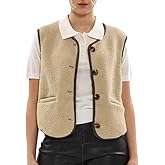 Amazhiyu Womens Fuzzy Sherpa Fleece Vest Button Down Sleeveless Coat Warm Pocket