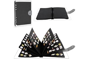 Wzenclave Enamel Pin Display Book, 8-Page Collection Album With Travel Bag - Brooch Case for Stylish Storage (Black)
