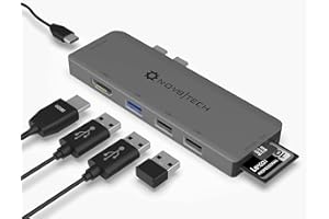 NOV8Tech USB C Hub – Multiport Adapter for MacBook Pro/Air – 7 in 2 USB C Docking Station - Thunderbolt hub – HDMI to USB C Dongle – SD Card Reader for Mac (Space Gray)