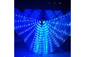 TITA-DONG Kids Belly Dance Wings, LED Isis Wings Light Up Wings Belly Dance Glow Light Up Costume, Light Up Colorful LED Butterfly Wings, Glow Fairy the Wings Adults Child Performance Costumes for(Acid blue)