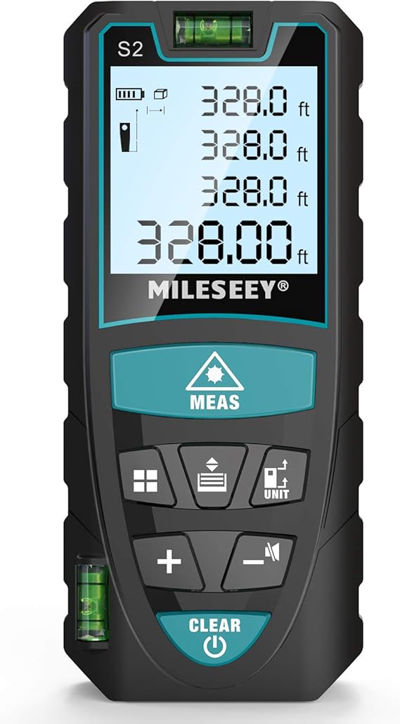 Laser Distance Meter 100M/328ft, Mileseey IP54 Laser Measure with 2