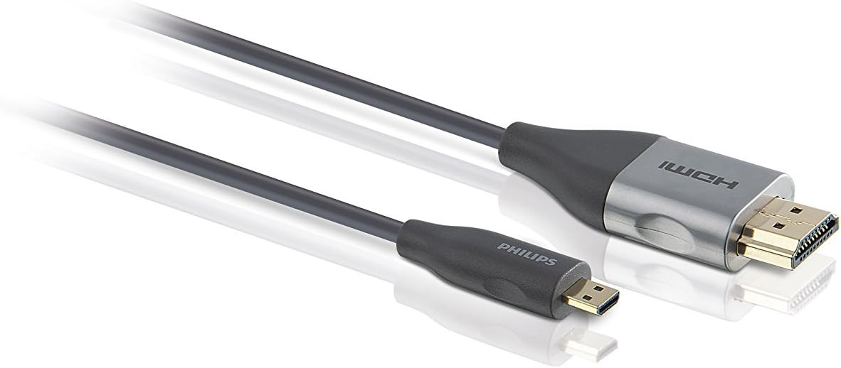 Philips HDMI to Micro HDMI cable. Ultra thin 1.5 Meter in Retail Packaging. Full HD and 3D Ready.