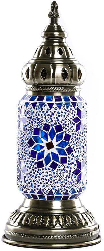 Mosaic Table Lamp Marrakech Turkish Mosaic Glass Bedsaid Table Lamp Moroccan Lantern Lamp Light for Bedroom,Living Room, Coffee Table