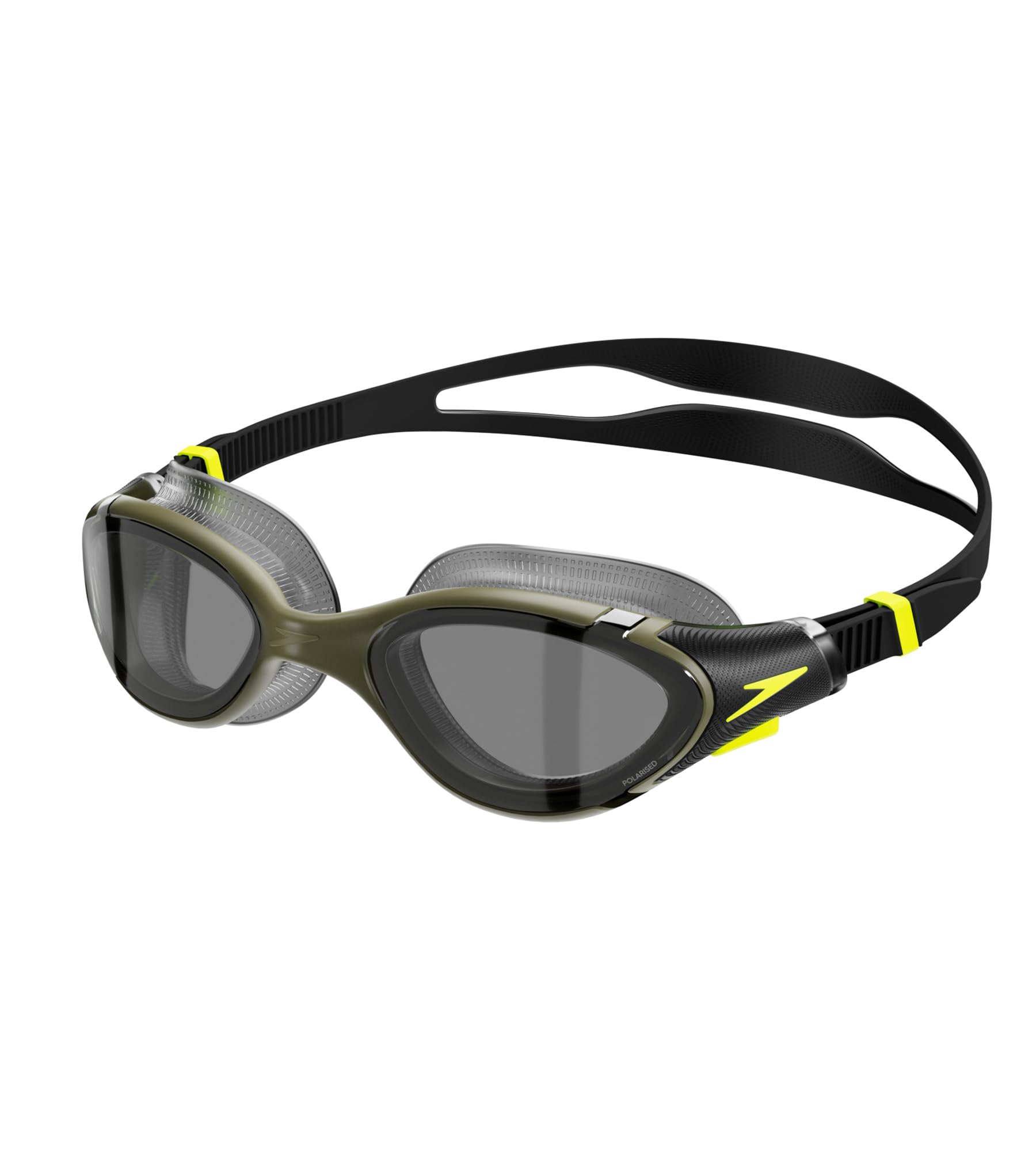 Speedo Unisex Biofuse 2.0 SwiMing Goggles | Patented Easy Adjustment | Anti-fog | Anti-leak | Enhanced Fit | Improved Comfort, Olive Night/Black/Smoke, One Size