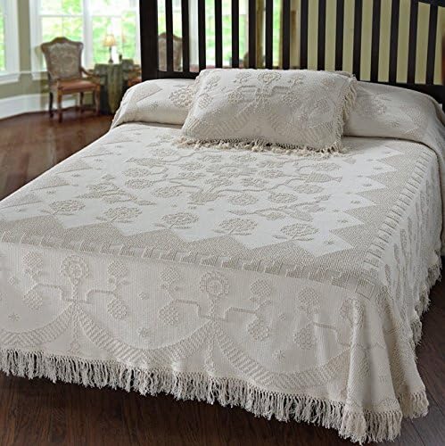 Martha Washington's Choice Bedspread - Queen - Blue - with String Fringe
