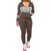STOLKISS Women 2 Piece Outfits Workout Sets Bodycon Tracksuit Long Sleeve Zip Up Hoodie Jacket Jogger Matching Sweat Pant Set