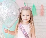 Leixi Birthday Girl Sash & Rhinestone Tiara Set Rose Red view 4
