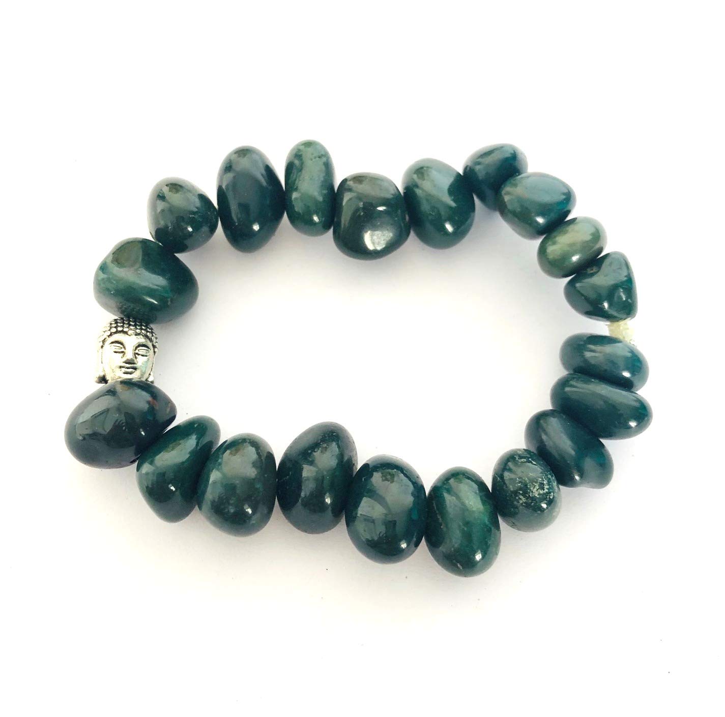 Powerful Bloodstone Gemstone Tumble Stone Beaded Stretch Buddha Bracelet Gift Fashion Accessory Energy Crystal Healing Meditation