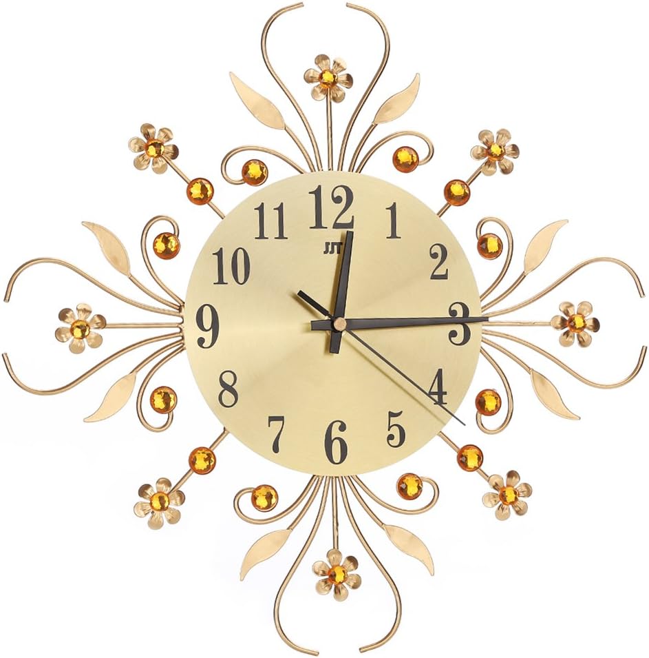 Demiawaking Modern Crystal Diamond Wall Clock, Luxury Flower Wall Clock