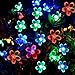 [50 Led] Solar Outdoor Blossom Lights Outside Flower String Lights Decorations, 8 Mode (Steady, Flash), Waterproof, Fairy Lamp for Patio, Garden, Yard, Porch, Fence, Christmas Tree (Multi Color)