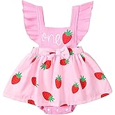 Valcatch Baby Girl Romper Clothes First Birthday Outfit Newborn Infant Ruffle Sleeveless Summer One-Piece Bodysuit Jumpsuit