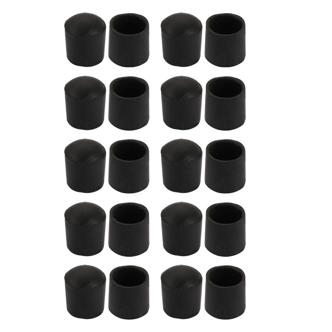sourcingmap 20pcs Furniture Desk Chair Round Rubber Leg Tip Cap 22mm Inner Dia Fitting Black