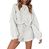 MEROKEETY 2026 Spring Lounge Sets for Women Oversized Batwing Sleeve Casual Top and Shorts 2 Piece Outfits Sweat Set