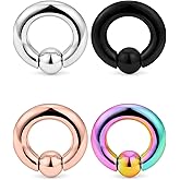 SCERRING PA Ring Captive Bead Rings Spring Action CBR Monster Screwball Rings 316L Surgical Steel Pierced Body Jewelry 2G 4G 6G 8G