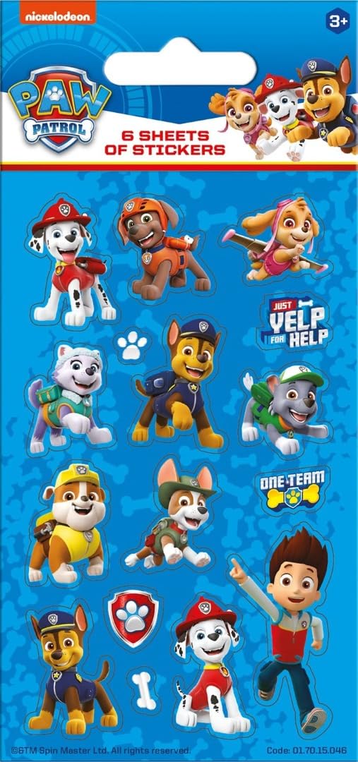 Paper Projects 01.70.15.046 Paw Patrol Blue Party Size Sticker Pack (6 Sheets)