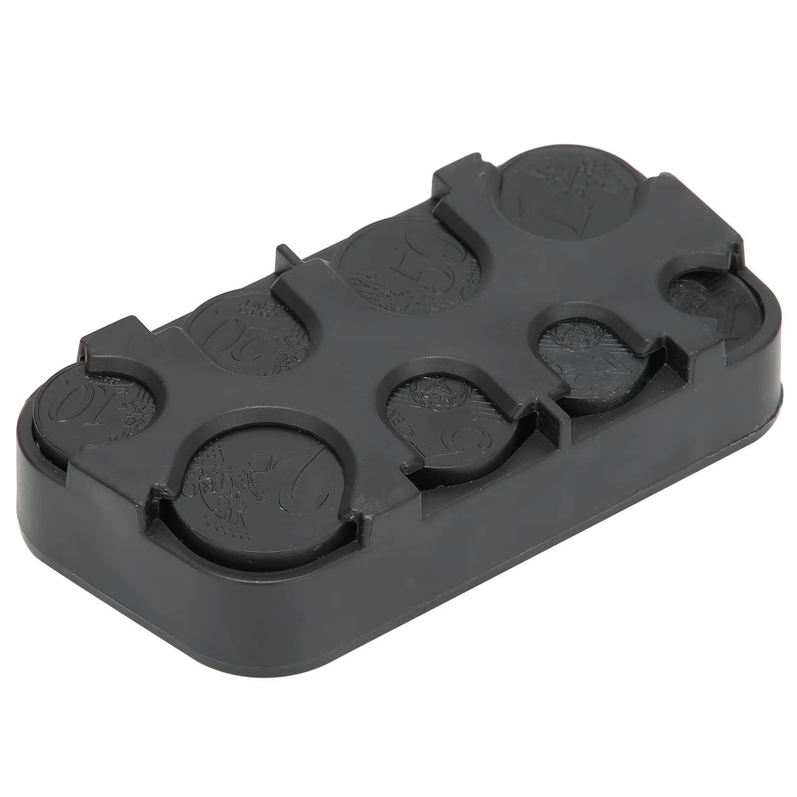 BORDSTRACT Euro Coin Holder, Rectangle Euro Coin Organiser and Dispenser, 8 Slots from 1 Cent to 2 Euro Coins, Car Loose Change Organiser, for Road Tolls