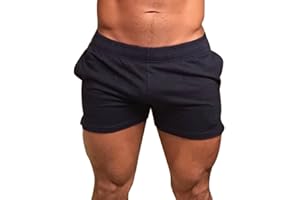 Muscle Alive Men Running Shorts with Pockets Athletic Clothing French Terry Cotton with 3 or 5 Inch