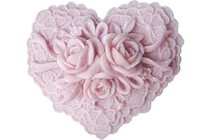 NINEXY Beautiful Flower Delicate Floral Heart Silicone Soap Molds for Soap Making, Craft DIY Handmade Chocolate Candy Cake Mold