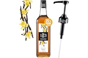 LITTLE SQUIRT SYRUP PUMP 1883 Coffee Syrup, Vanilla Flavored Syrup for Drinks, Pump Included, 33.8 Fl Oz |1883 Vanilla Syrup for Coffee with Pump for Vanilla Flavored Coffee