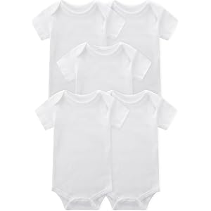Bibimom Unisex Baby 5-pack Onesie Bodysuits Baby Boy Clothes Short Sleeve | Baby Clothes 0-24 Months White Black 100% Cotton