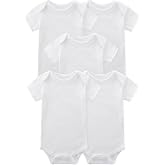 Bibimom Unisex Baby 5-pack Onesie Bodysuits Baby Boy Clothes Short Sleeve | Baby Clothes 0-24 Months White Black 100% Cotton Baby Onesie Outfits Registry Must Haves Essentials Gifts for Girls Boys