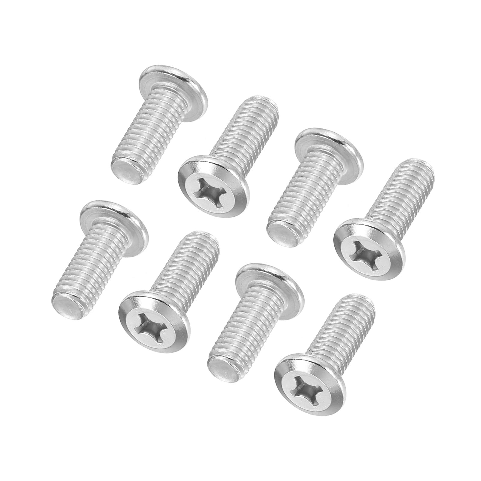 PATIKIL Flat Round Head Phillips Screws, 8 Pack M8-1.25 x 20mm Binding Screws 304 Stainless Steel 18-8 Full Thread, Phillips Drive Machine Screw Furniture Screw Connector Bolts