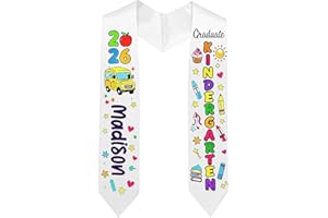 Custom Kids Graduation Stole, Personalized Class of 2026 Grad Sash with Name and Photo for Kindergarten Preschool Elementary 