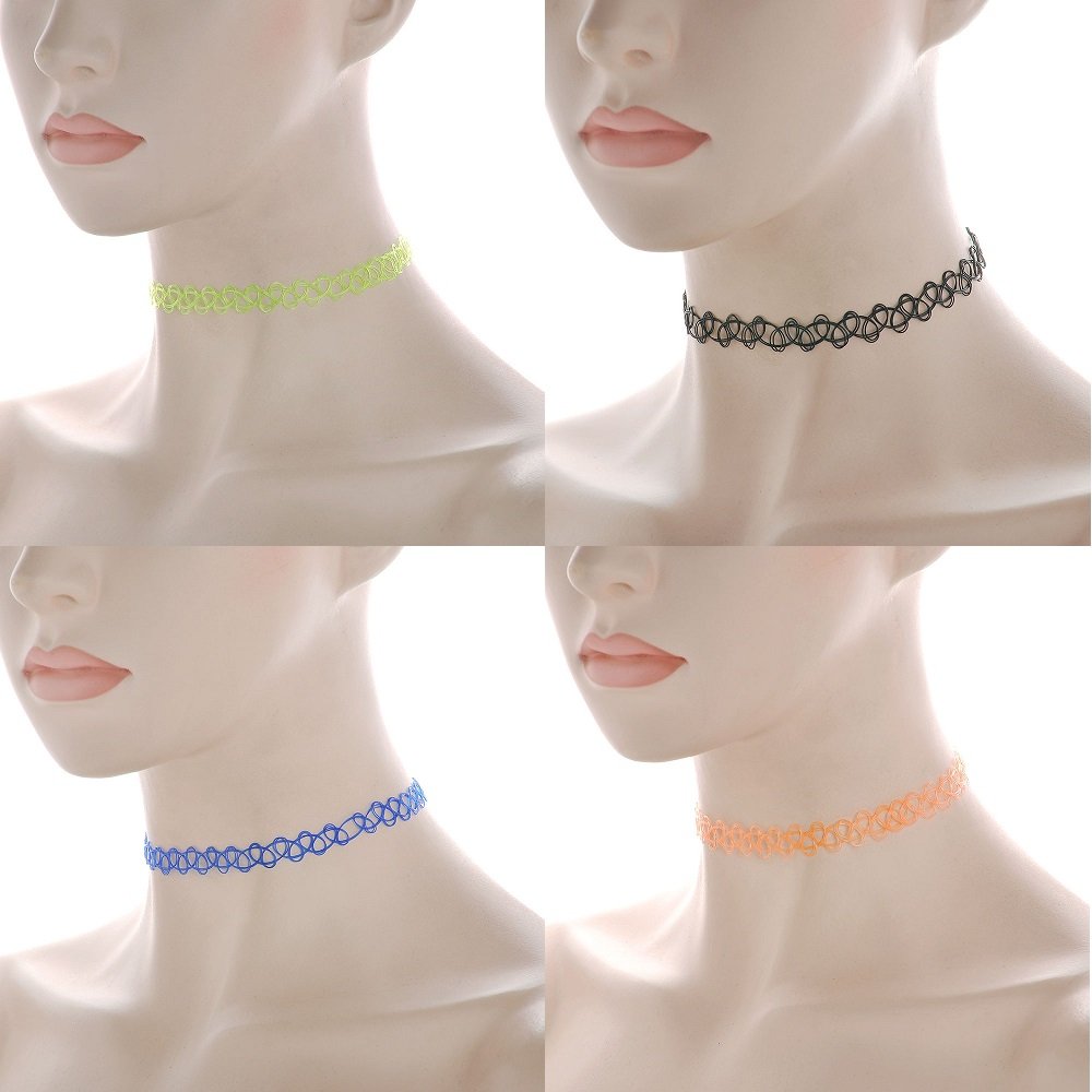 12PC Set Choker Rainbow Flower Collar Necklace for for girls kids