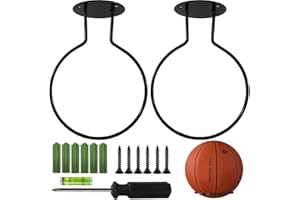 YOOHUA 2PCS Sport Wall Mounted Ball Storage Sports Ball Holder Rack Display Storage Steel for Basketball Volleyball Rugby Soccer