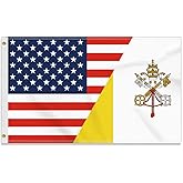 3×5 FT Vatican USA Friendship Flag, Large 150D America Vatican Outdoor Banner,Double Side Printing American Decor For Patio Garden With Brass Gromment