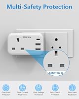 Mscien UK to India Plug Adapter with USB 4-in-1 Type D Travel Charger view 6