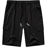 YuKaiChen Men's Casual Cargo Shorts Classic Relaxed Fit Drawstring Elastic Waist with Pockets