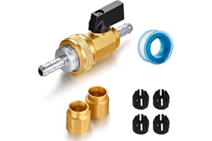 YELUN Garden telescopic hose end adapter with shut off Valve,Garden retractable hose end Fittings Kit,Suitable for flexible telescopic hose Repair Connector Brass Shut Off Valve 1Set